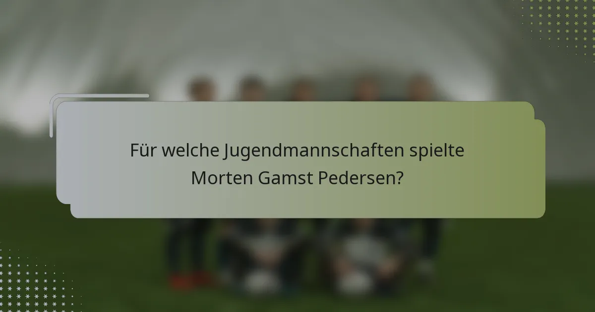 Für welche Jugendmannschaften spielte Morten Gamst Pedersen?