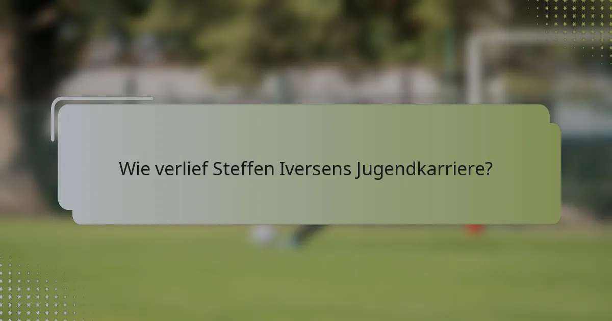 Wie verlief Steffen Iversens Jugendkarriere?