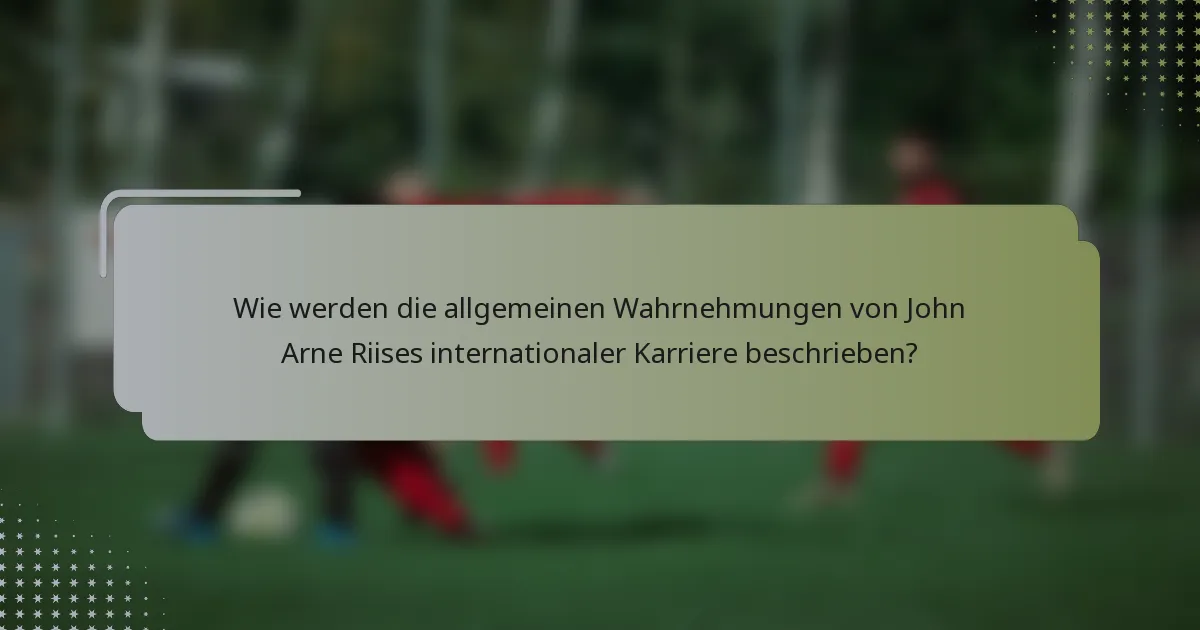 Wie werden die allgemeinen Wahrnehmungen von John Arne Riises internationaler Karriere beschrieben?